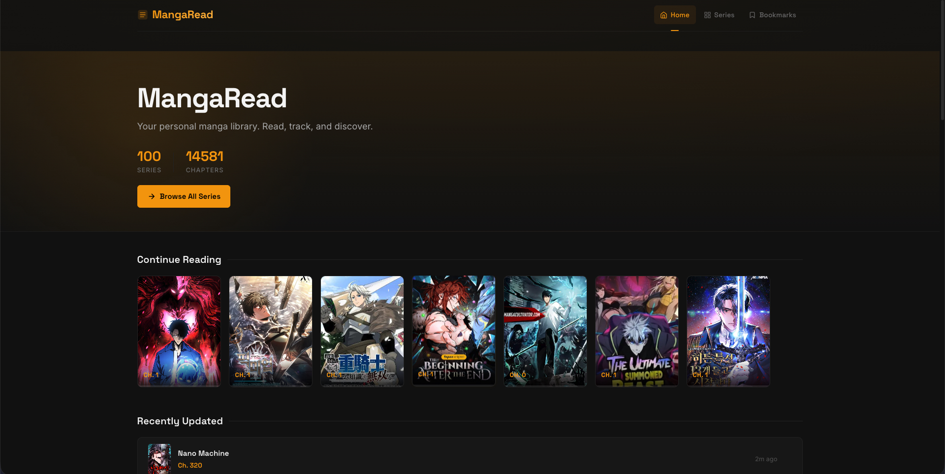 MangaReader home page